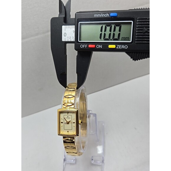 Titan Raga Womens Rectangle Gold Tone Dress Watch New Battery 30m Quartz India - Picture 7 of 13